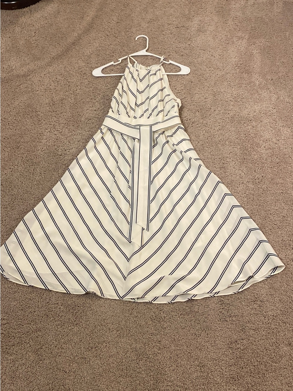 Club Monaco White and Navy Striped Halter Midi Dress - Picture 12 of 16